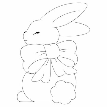 Bunny or rebbit in simple one line style. Continuous line drawing of easter rabbit black and white minimalist hand drawn vector illustration. Isolated on white background.Vector Simple icon. Eps 10. 