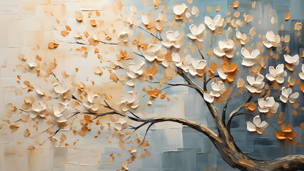 Dusty Miller - Impasto Floral, Thick Paint, Yellow Flowers, Colorful Painting, Brush Strokes, Textured, 3D, Flora