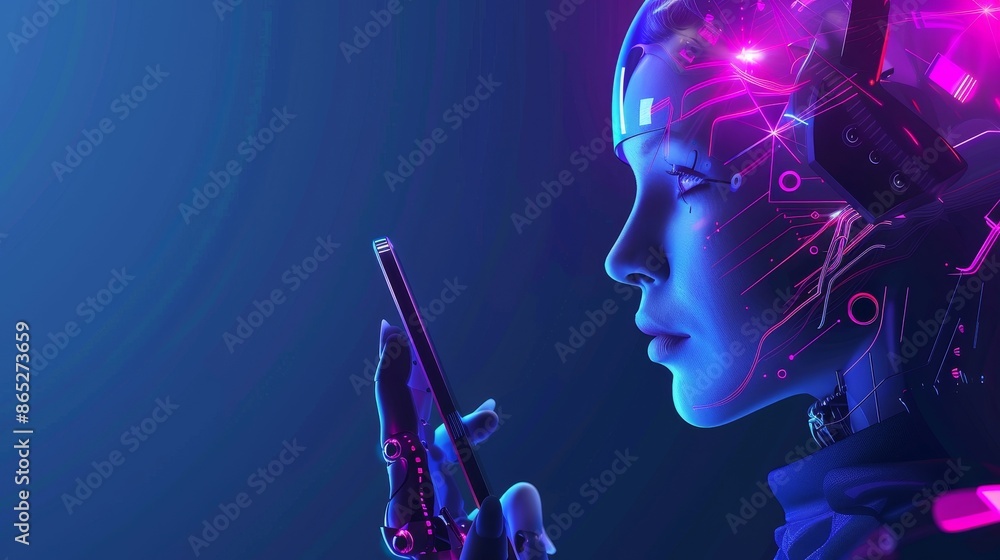 Poster with artificial intelligence, it is possible to access information and data in online networks via s
