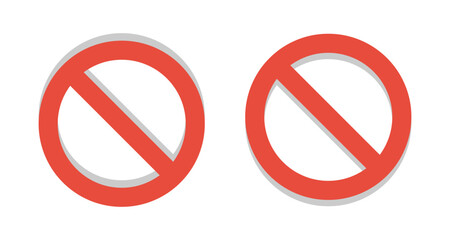 Set of red ban icon. Editable vectors stop prohibitions red icon. No sign, empty no symbol. Red ban symbol 3d style. Red prohibited sign no icon warning or stop symbol safety danger isolated.