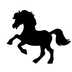 Running horse black silhouette. Vector illustration.