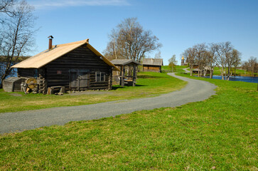 A blacksmith shop, a peasant's house, a watermill.