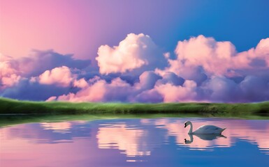 Naklejka premium lake in the summer