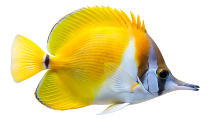 Yellow Longnose Butterflyfish isolated on background