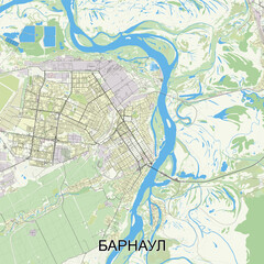 Barnaul, Russia map poster art
