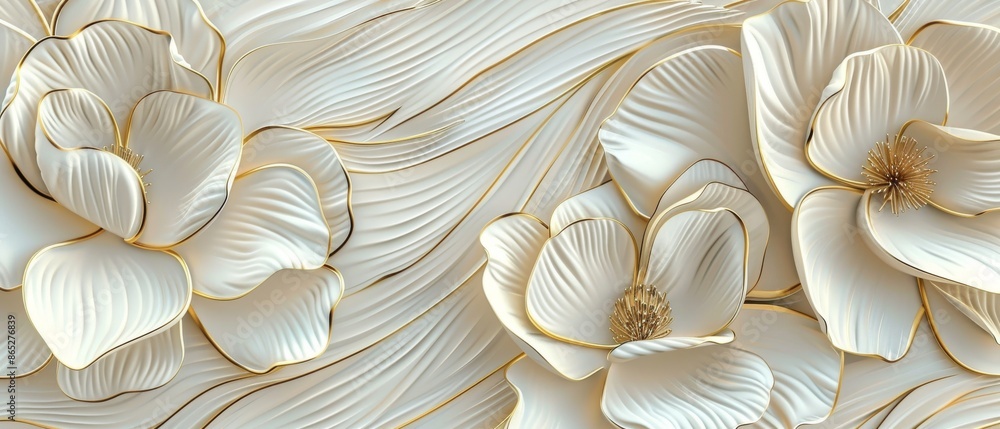 Aufkleber an abstract art background with a hand drawn line flower and leaf texture. there is a floral pattern