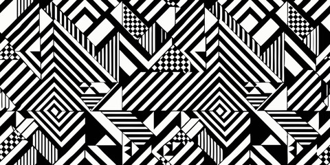 White and black geometrical pattern with accents