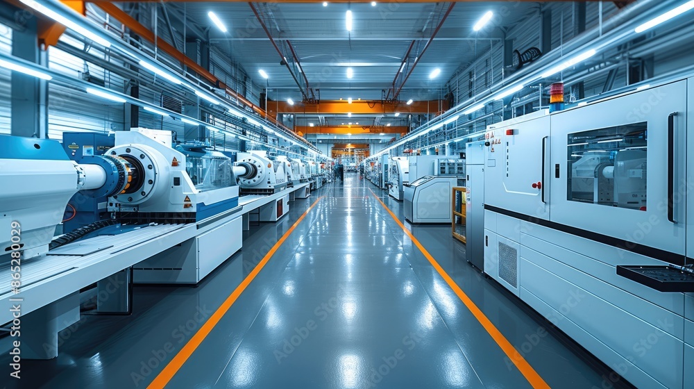 Aufkleber High-tech milling machines in a modern factory. Generative AI.