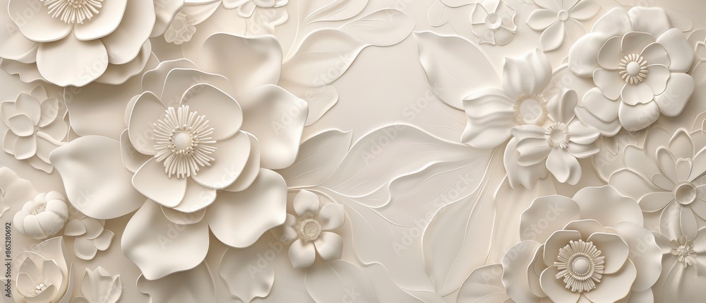 Poster flower background with line pattern.
