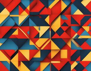 Fototapeta premium Abstract Geometric Pattern with Textured Red, Blue, and Yellow Tile