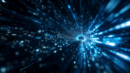 Naklejka premium Futuristic Visualization of Light Speed Travel in Space