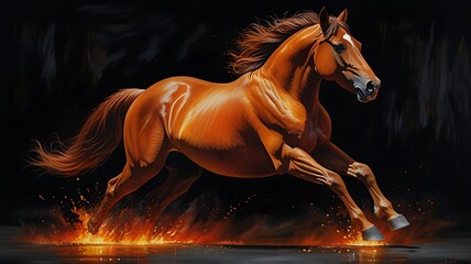  A mesmerizing oil painting of a solitary majestic fire.