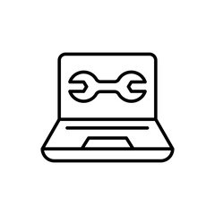Laptop repair outline icons, minimalist vector illustration ,simple transparent graphic element .Isolated on white background
