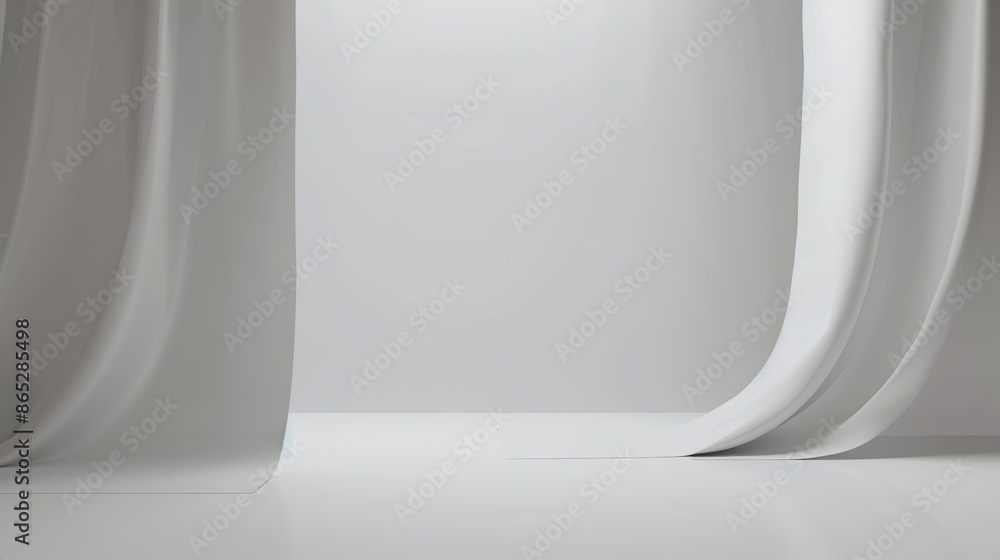 Poster 3d rendering of an empty white studio background with a product displayed on it.