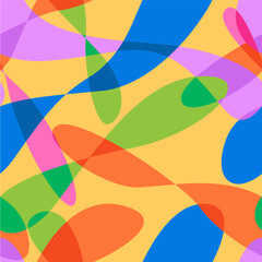 Abstract seamless pattern with various organic liquid shapes. Vector flat colorful background in overlay style
