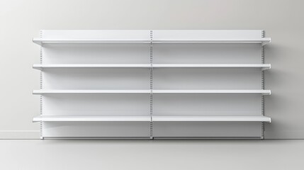 Blank White Supermarket Shelf Mockup with Racks