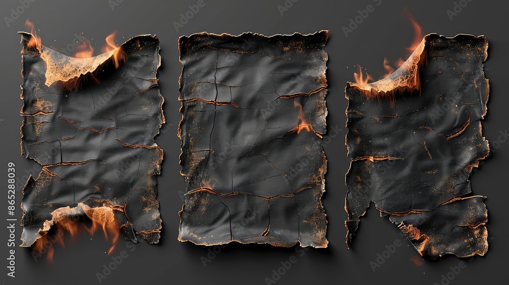 Poster dynamic burnt paper elements: realistic 3d design
