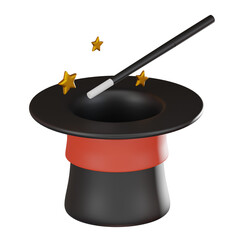 Enchanted Fantasy of Magical Hat for Mystical Performances. 3D Render