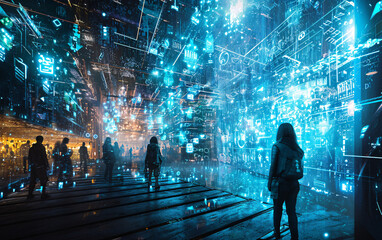 Obraz premium Cybernetic Skyline