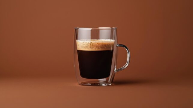 A classic americano with a layer of crema, artfully arranged by a drink stylist, perfect for a banner with ample copy space