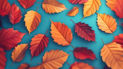 A conceptual background with a vibrant array of autumn leaves, showcasing rich colors and smooth transitions, perfect for a banner with ample copy space