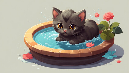 Cute cat in the bathtub