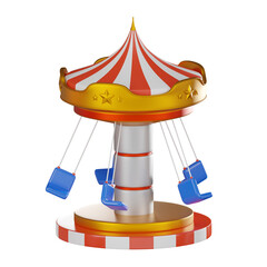 Carnival Delight of a Colorful Carousel Chair. 3D Render
