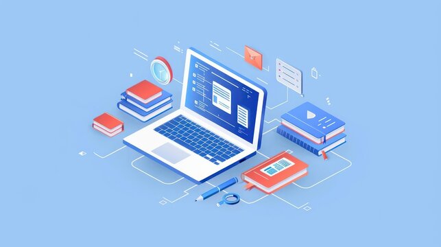 A conceptual depiction of an online education platform with AI tutors and personalized learning paths, perfect for a banner with ample copy space