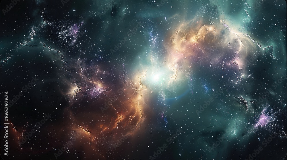 Aufkleber abstract cosmic with nebulae and star. generative ai.