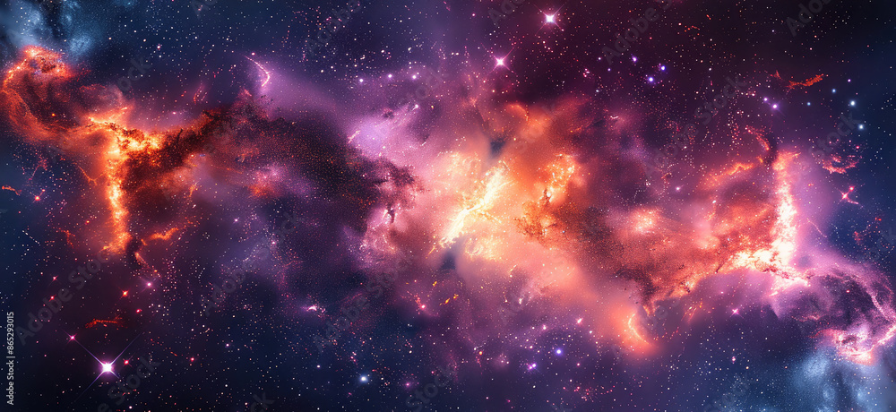 Poster abstract cosmic with nebulae and star. generative ai.