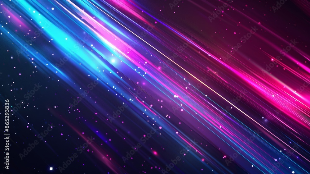 Poster this is a 3d rendering of illuminated neon and light glowing in the dark on a dark background with m