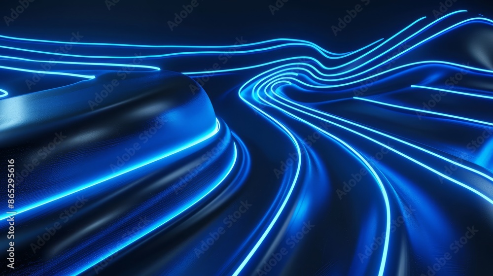Poster rendering of motion lines of speed and power. the beam of a high-speed light moves with curves. a fa