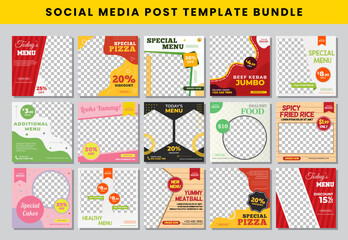 food social media post design template Bundle set