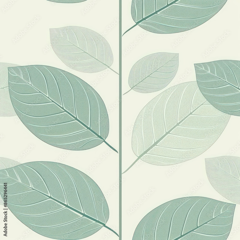 Poster a detailed illustration of a minimalist leaf pattern with subtle shading and light textures, ideal f