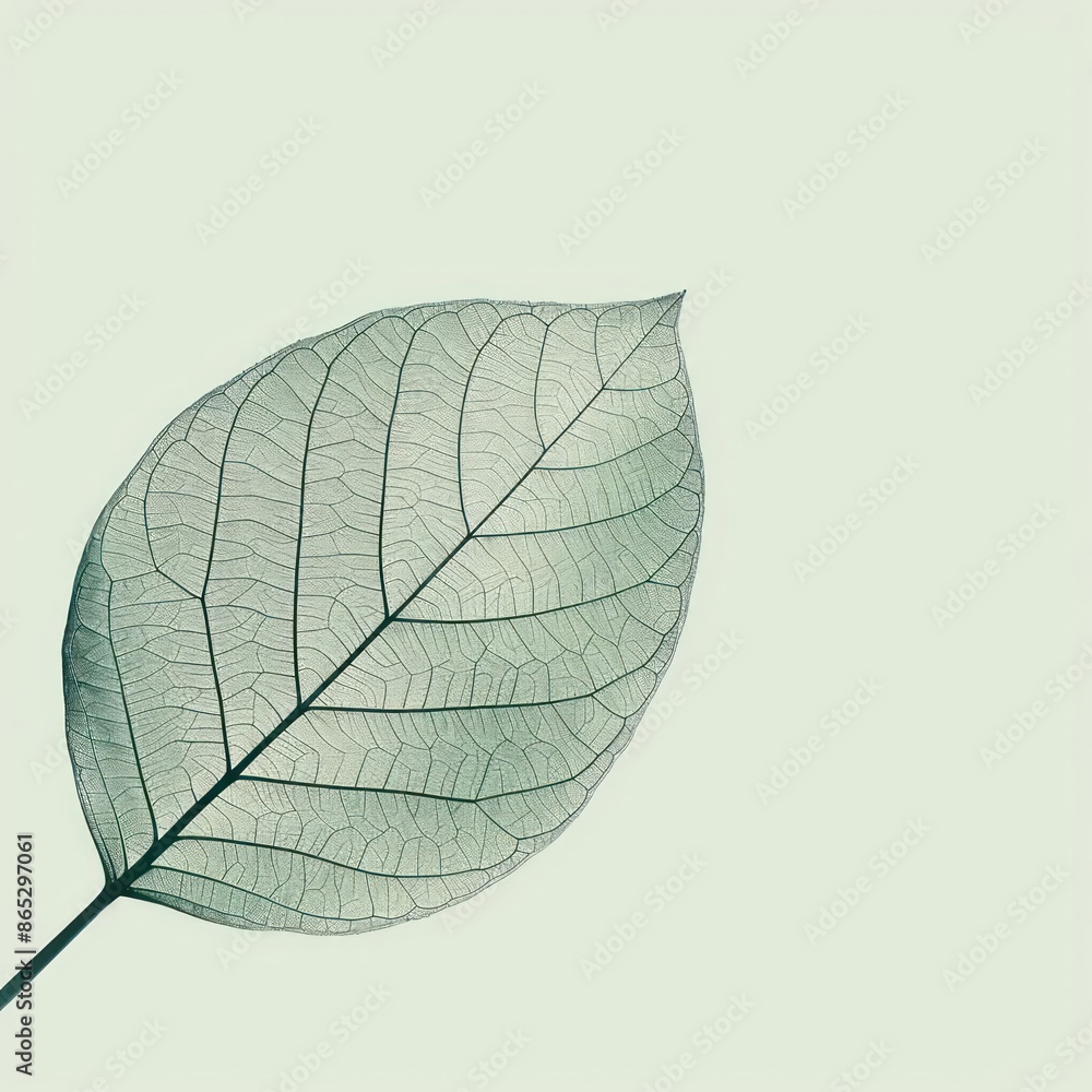 Poster a detailed illustration of a minimalist leaf pattern with subtle shading and light textures, ideal f