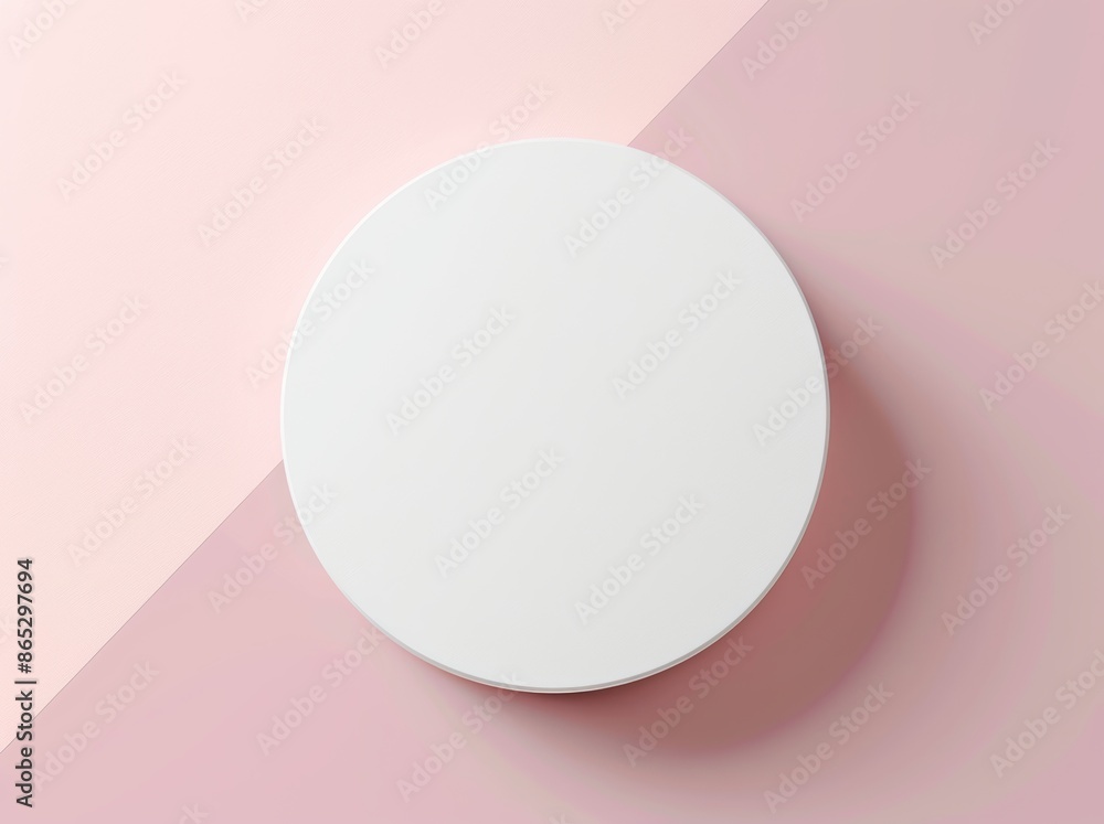 Poster the top view of this 3d render is of a white blank cylinder frame used for mock ups and displays wit