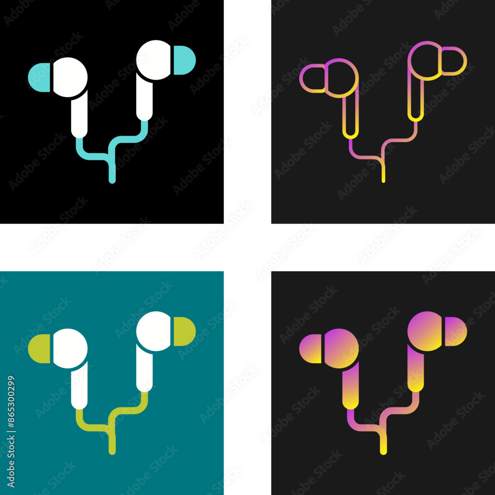 Poster Earphone Vector Icon