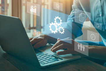 Automation and optimisation concept. Robotic process automation of business workflows.
