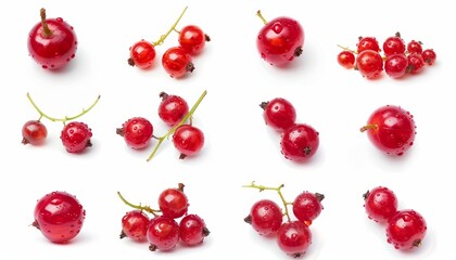 Isolated bunch of red currant berries on white background