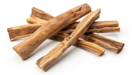Isolated sandalwood sticks on white