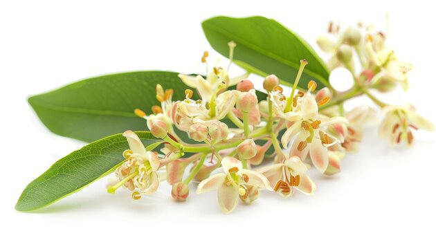 Isolated shot of Sandalwood flower with white background