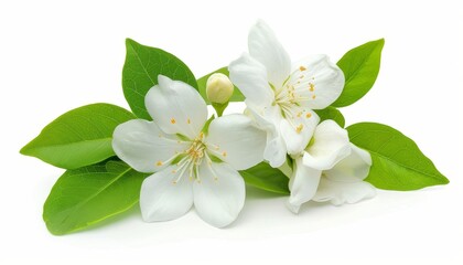 Fototapeta premium Isolated white jasmine flower with leaves