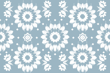 Ikat floral paisley embroidery seamless pattern on background. Ikat ethnic oriental pattern traditional. Aztec style abstract vector illustration. design for ikat fashion texture,fabric,clothing,wrap