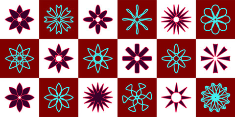set of symmetrical rotating elliptical planes, flowers or star Vector elements