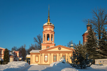 Naklejka premium Church of the Exaltation of the Holy Cross in Altufyev on a winter day, Moscow