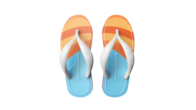 Beach flip flop sandals cutout. Isolated flip-flop sandals in 3d