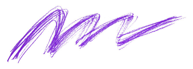 Purple pencil strokes isolated on transparent background.
