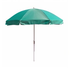 Obraz premium A vibrant tropical teal beach umbrella isolated on a pure white background
