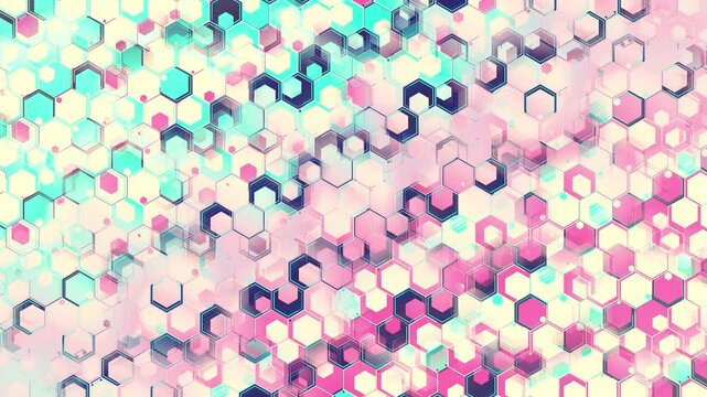 Colorful Hexagonal Shapes. Multicolored Abstract Geometric Background. Looped video.
