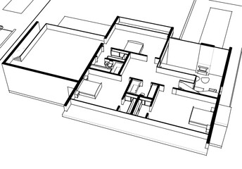 house building sketch architectural 3d illustration